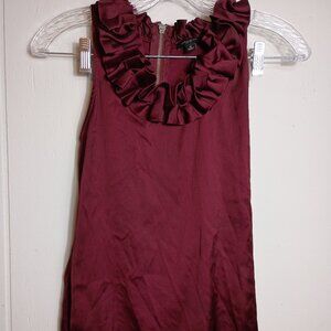 Ann Taylor Wine Ruffle Tank Womens 0 Dark Romantic Gothic Academia Romantic Top